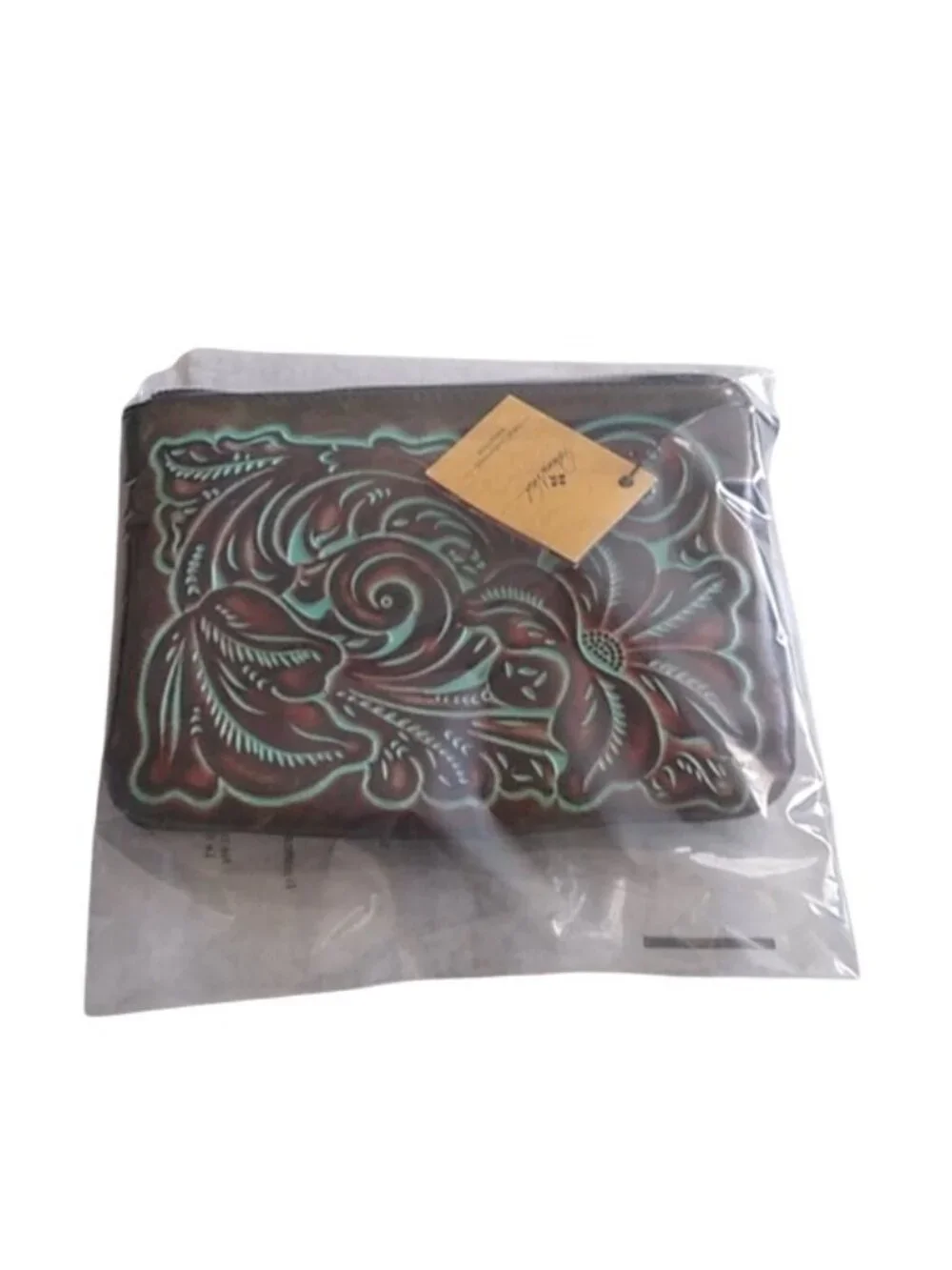 Patricia Nash P349133 Cassini Leather Tooled Turquoise Clutch Wristle…